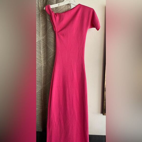 Kylie Jenner KHY Stretch Twist Maxi Dress Fuschia Pink  Size XXS - Picture 5 of 10